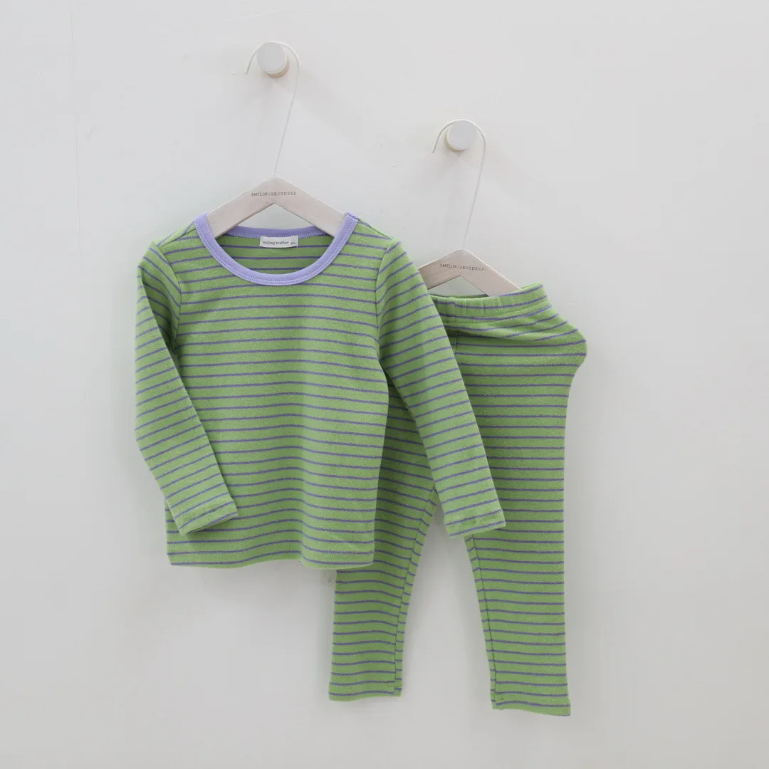 

Осень-зима 2020, Детские пижамные комплекты, Корейская хлопковая теплая домашняя одежда в полоску, костюмы для девочек и мальчиков, детская мя...