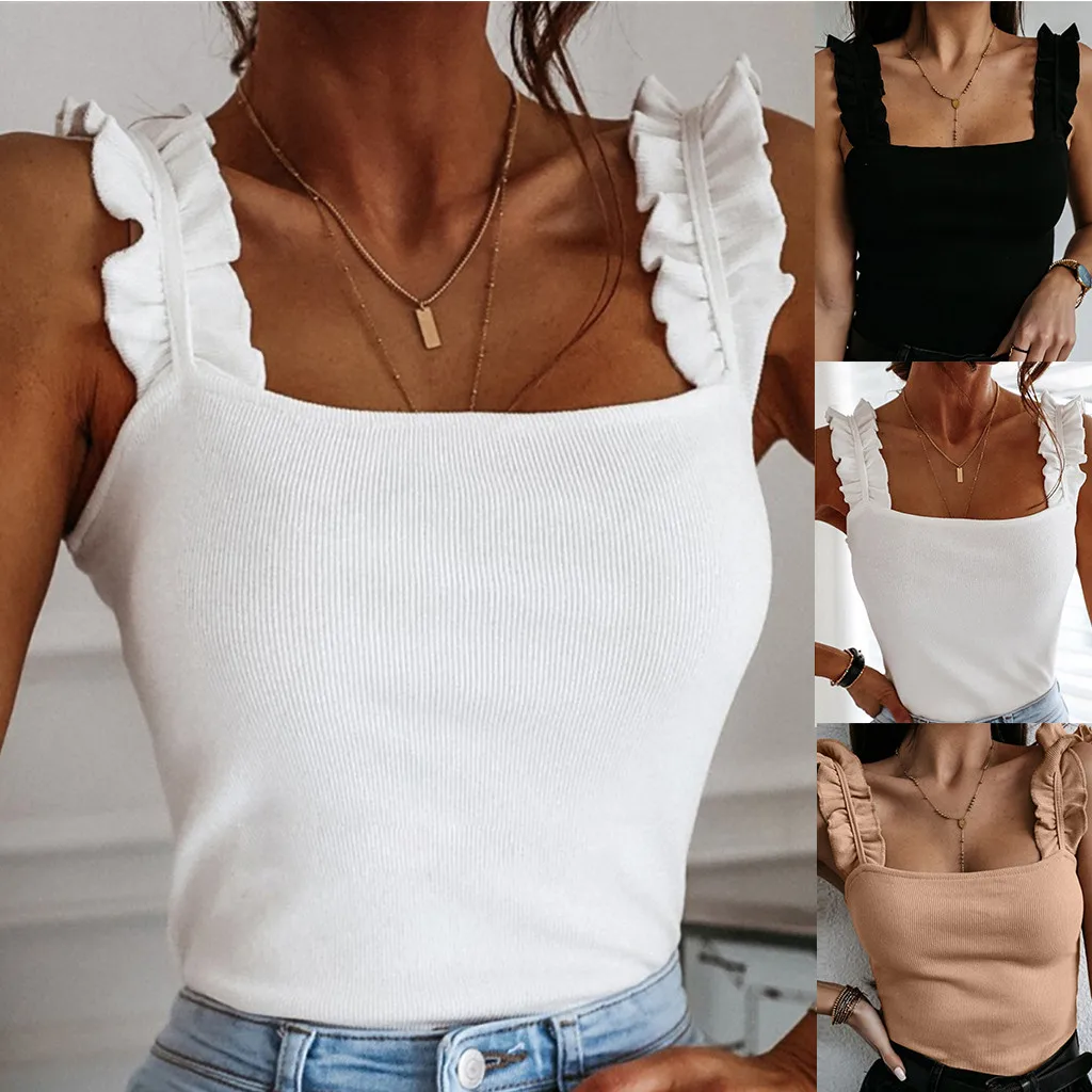 Короткий топ с квадратным вырезом без рукавов летний укороченный белый женский