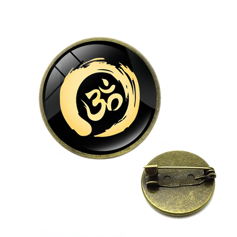 Ретро Ом АУМ символ Мандала Броши Булавки буддийский Йога стекло кабошон
