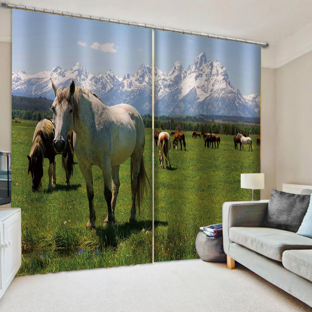 

Luxury Blackout 3D Window Curtains For Living Room 2 set hook curtains green landscape park curtains