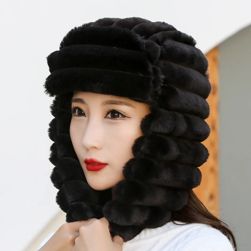 

Women Hat Winter Women Warm Earmuffs Cap Aviator Hat Plus Velvet Thickened Cold-Proof Ear Protection Warm Outdoor Ladies Fur Hat