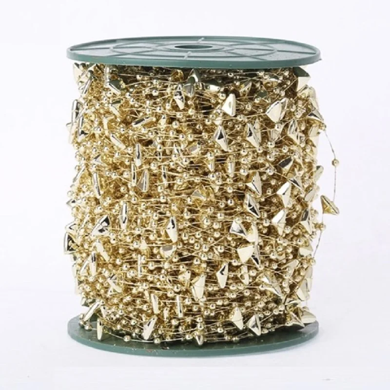 CAMMITEVER 60 Meters Golden Silver Bead Line Artificial Pearls Beads Chain Garland Flowers Wedding Decoration Event Party Supply | Дом и сад