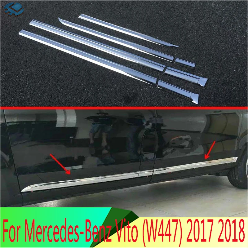 

For Mercedes-Benz Vito (W447) 2017 2018 Car Accessories ABS Chrome Side Door Body Molding Moulding Trim