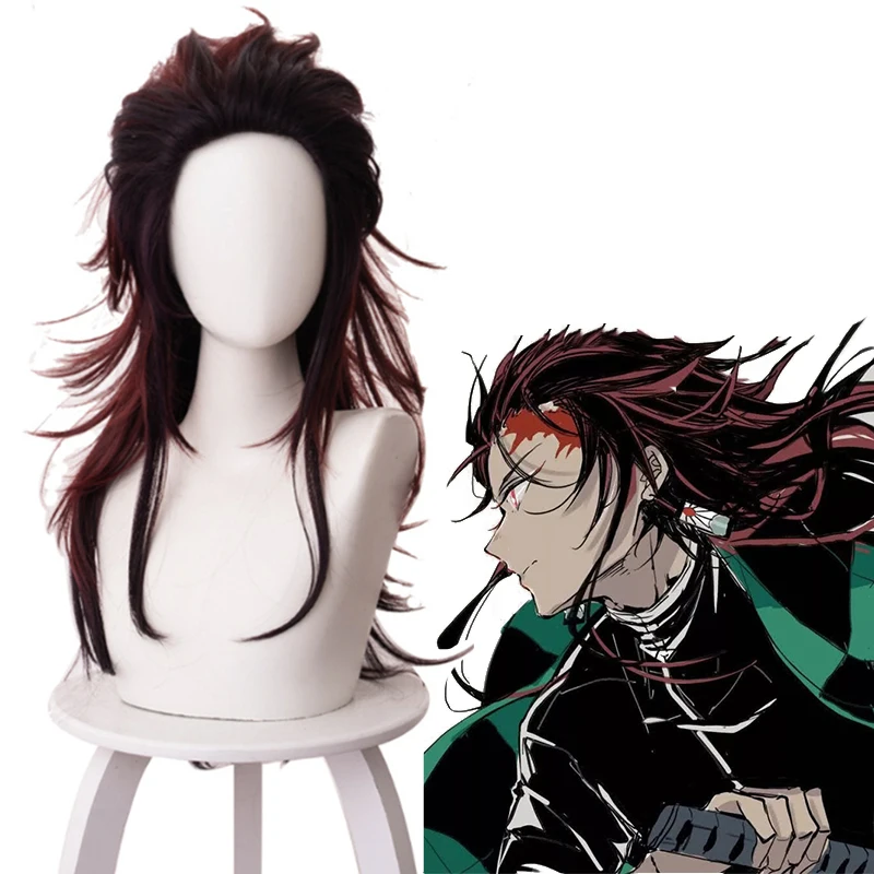 Аниме Comic Demon Slayer Kimetsu no Yaiba Косплей парики Kamado Tanjirou косплей парик термостойкий