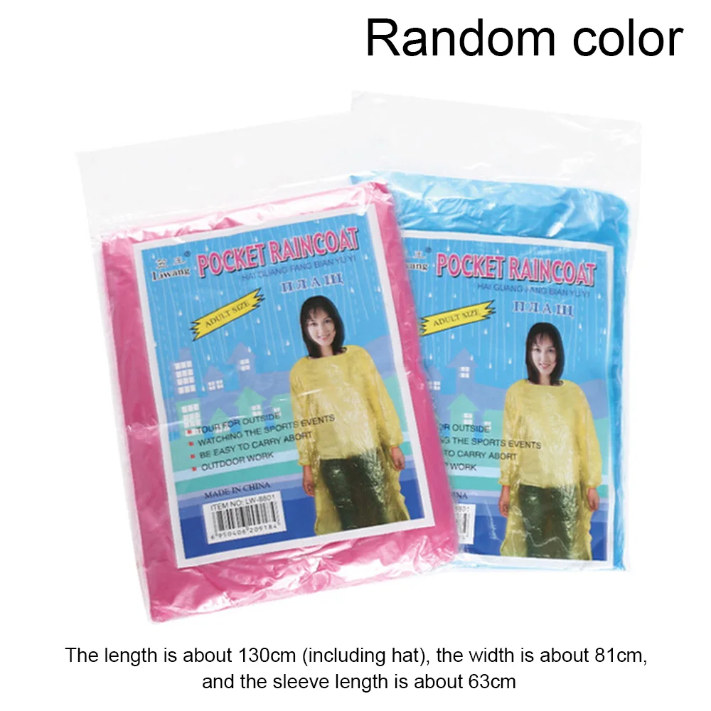 

10 PCS Adult Emergency Poncho Raincoat For Camping Hiking Walking Travel Picnic Disposable Ponchos Hooded