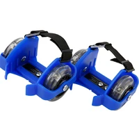1 pair of children wheel heel roller light adjustable skates kid falsh roller skates accessories for outdoor fun blue