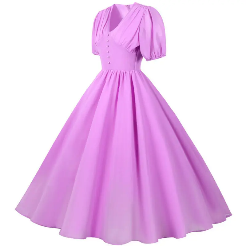 

Womens Plain Casual V-Neck Loose A-Line Maxi Dress Summer Ladies Formal Party