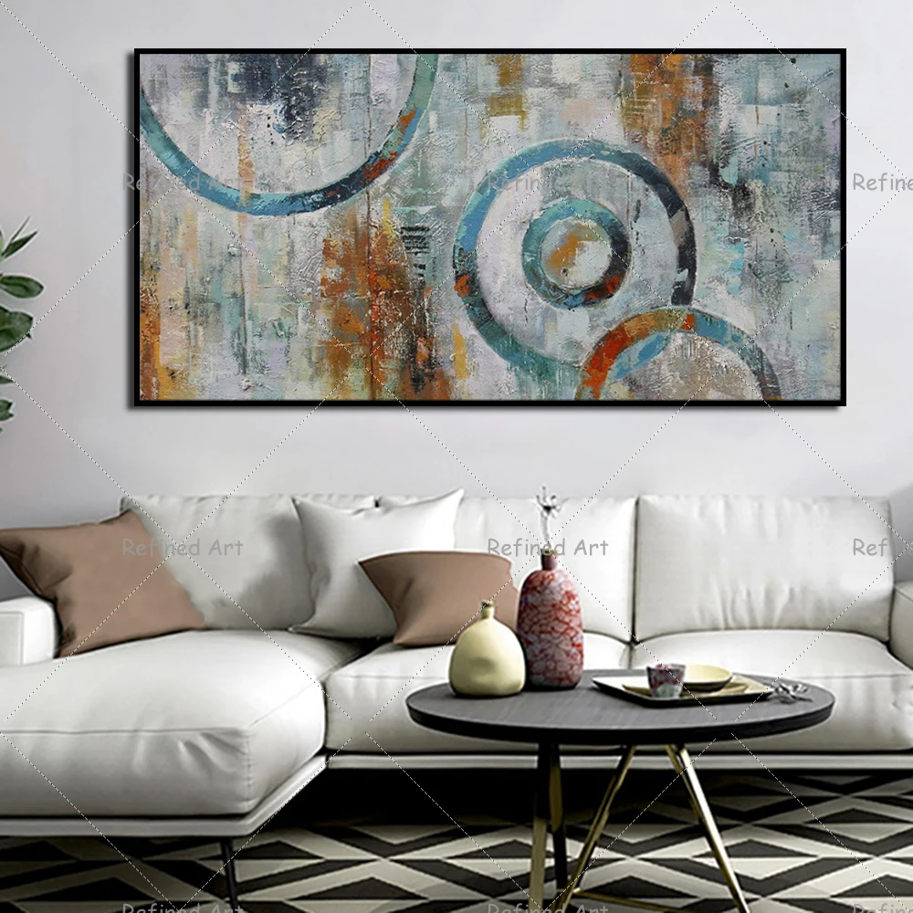

100% Handmade Oil Painting Modern Abstract The Circle Pictures Living Room Wall Art Home Decoration Rolled Canvas No Frame
