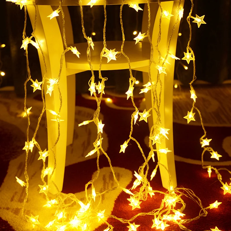 Guirnalda de luces Led de hadas para boda, guirnalda de estrellas, cortina de ventana, decoraci&oacute;n interior, iluminaci&oacute;n para fiesta de cumplea&ntilde;os, 1,5-5M-1