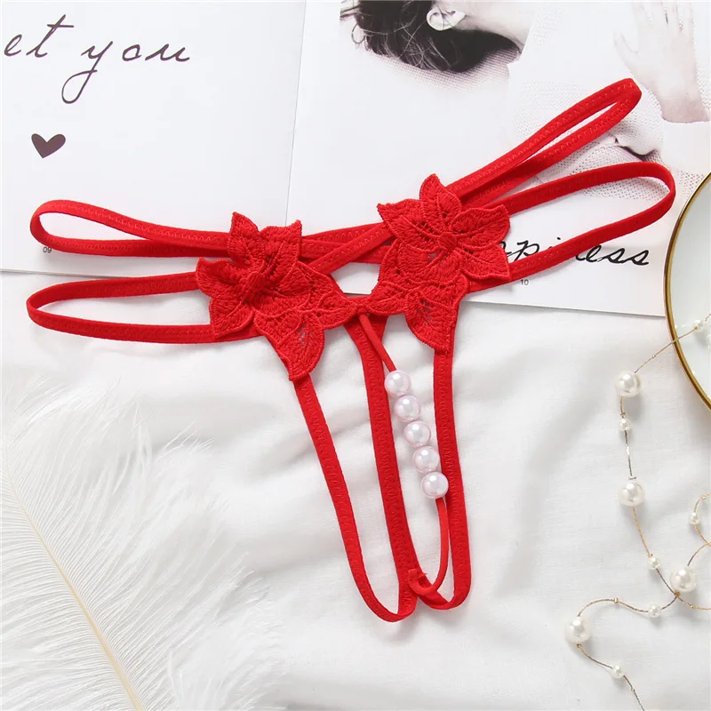 

CPTH-084 2022Y New Design Romantic Beading Hollow Out Embroidery Transparent Women's Panties Sexy Lingerie Thong