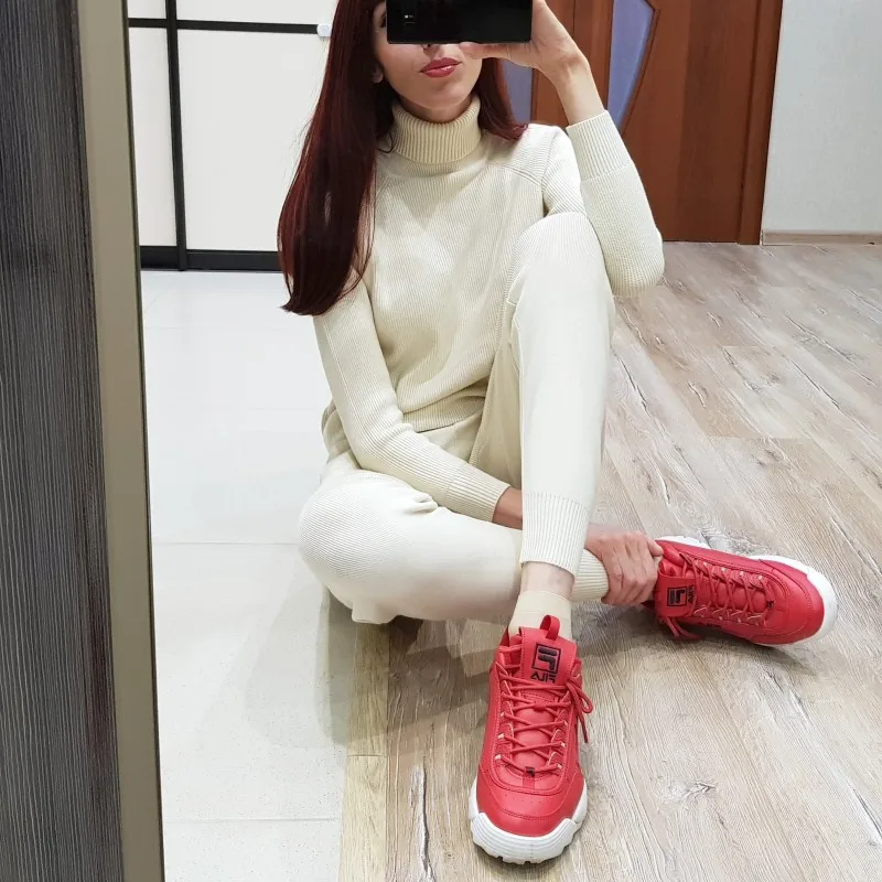 Костюм женский трикотажный из двух предметов GIGOGOU свитер с длинным рукавом и