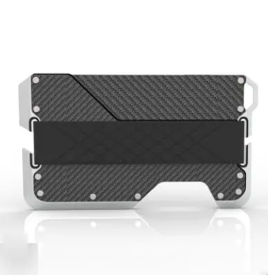 black carbon fiber Винтажные алюминиевые женские Rfid держатели для кредитных карт, ID, Crazy Horse, натуральная коровья кожа, маленькие RFID блокирующие мужские кошельки, чехол - Цвет: black carbon fiber