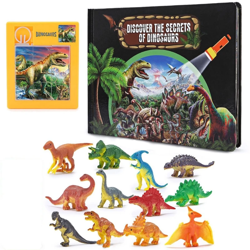 

3D Explore the Mystery of Dinosaurs Book Animal Dinosaur Model Toys Gift For Kid U50F