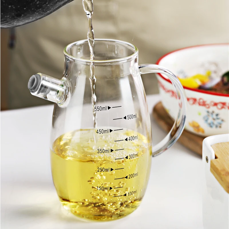 

Heat Resistant Glass Oil Pots Transparent High Glass Borosilicate Kitchen Supplies Bottles Soy Condiments Sauce Vinegar Bottles