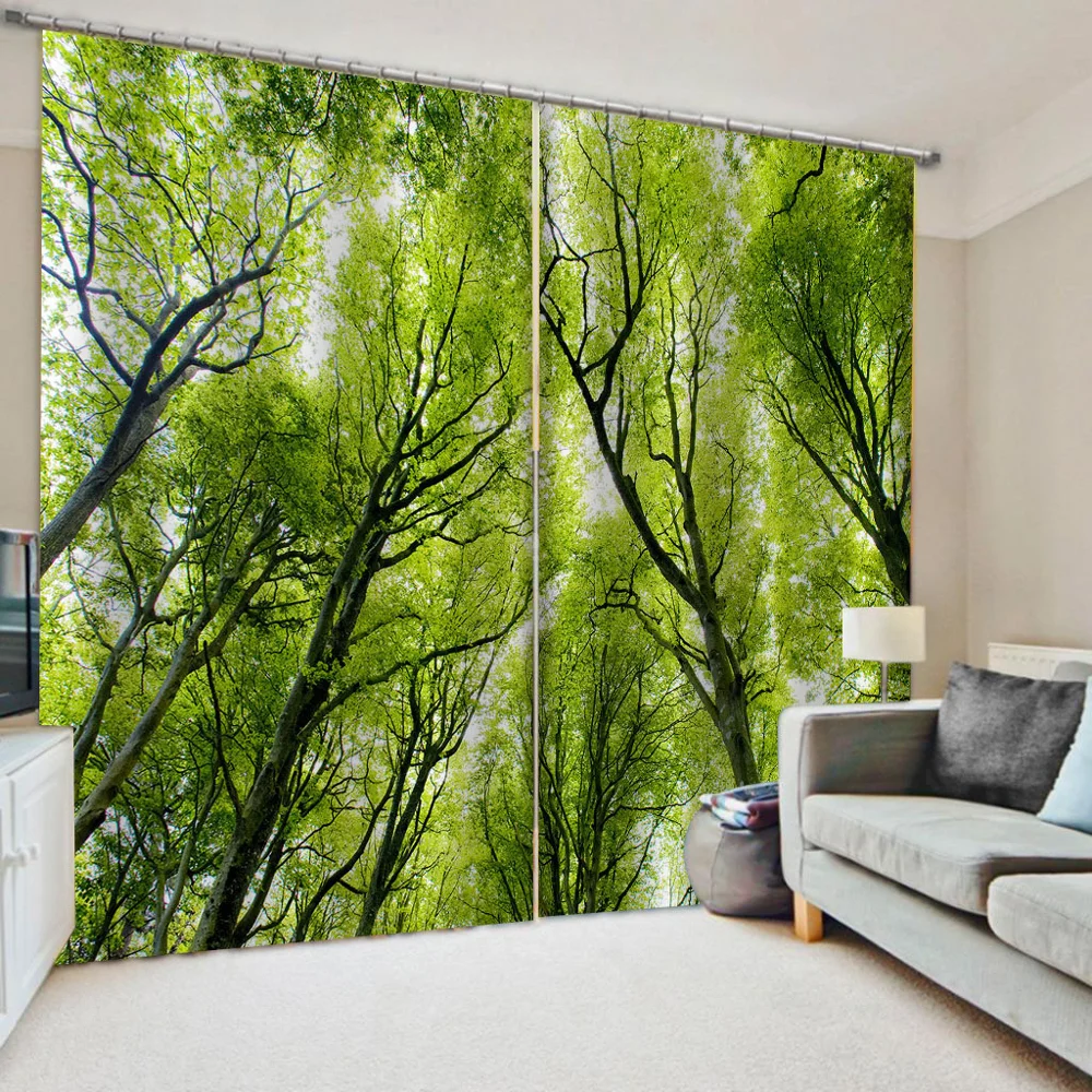 Роскошные затемняющие 3D оконные шторы для гостиной спальни большие зеленые