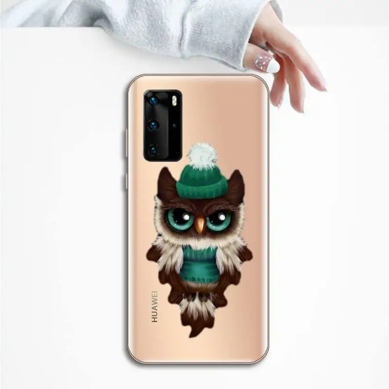 

Animal Owl art cool cute Phone Case Transparent for huawei honor P 40 30 20 lite Pro 10 i 8 9 x p smart 2019