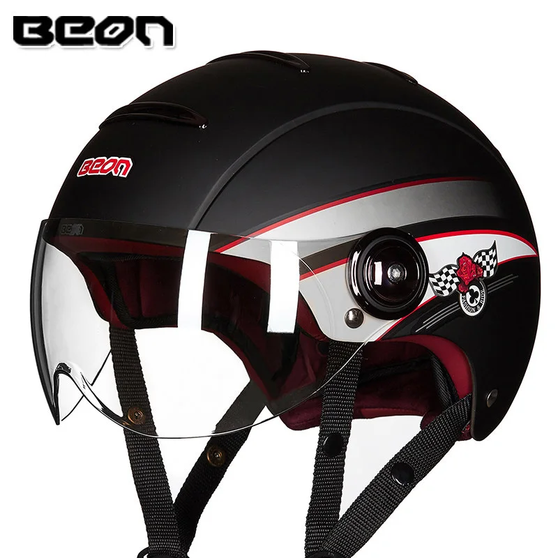 Мотоциклетный шлем BEON B105 в стиле ретро защитный для скутера с открытым лицом