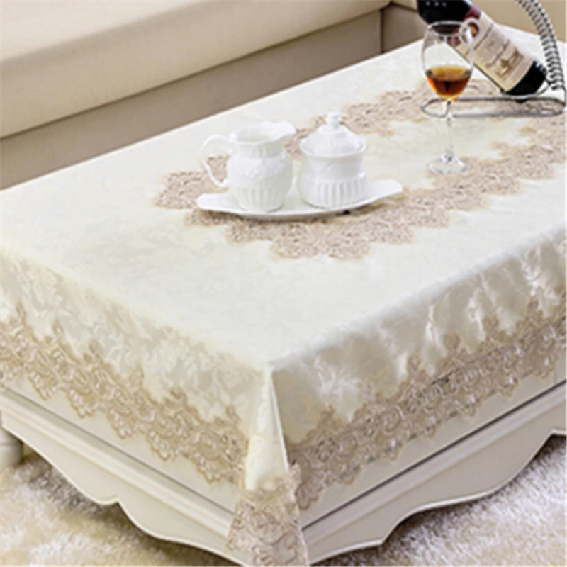 Кружевная скатерть водонепроницаемая маслостойкая круглая вышитая цветочная