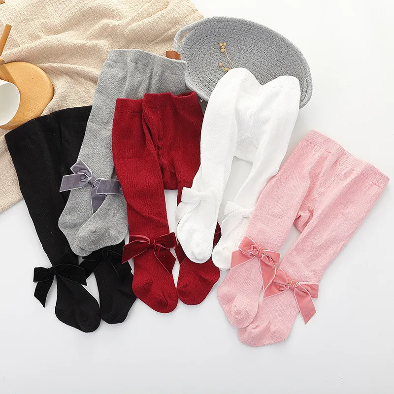 

Baby Girl Cute Bow Tights Soft Cotton Knitted Newborn Infant Toddler Tights Winter Leg Warmers Baby Stockings meisje 0-3 Years