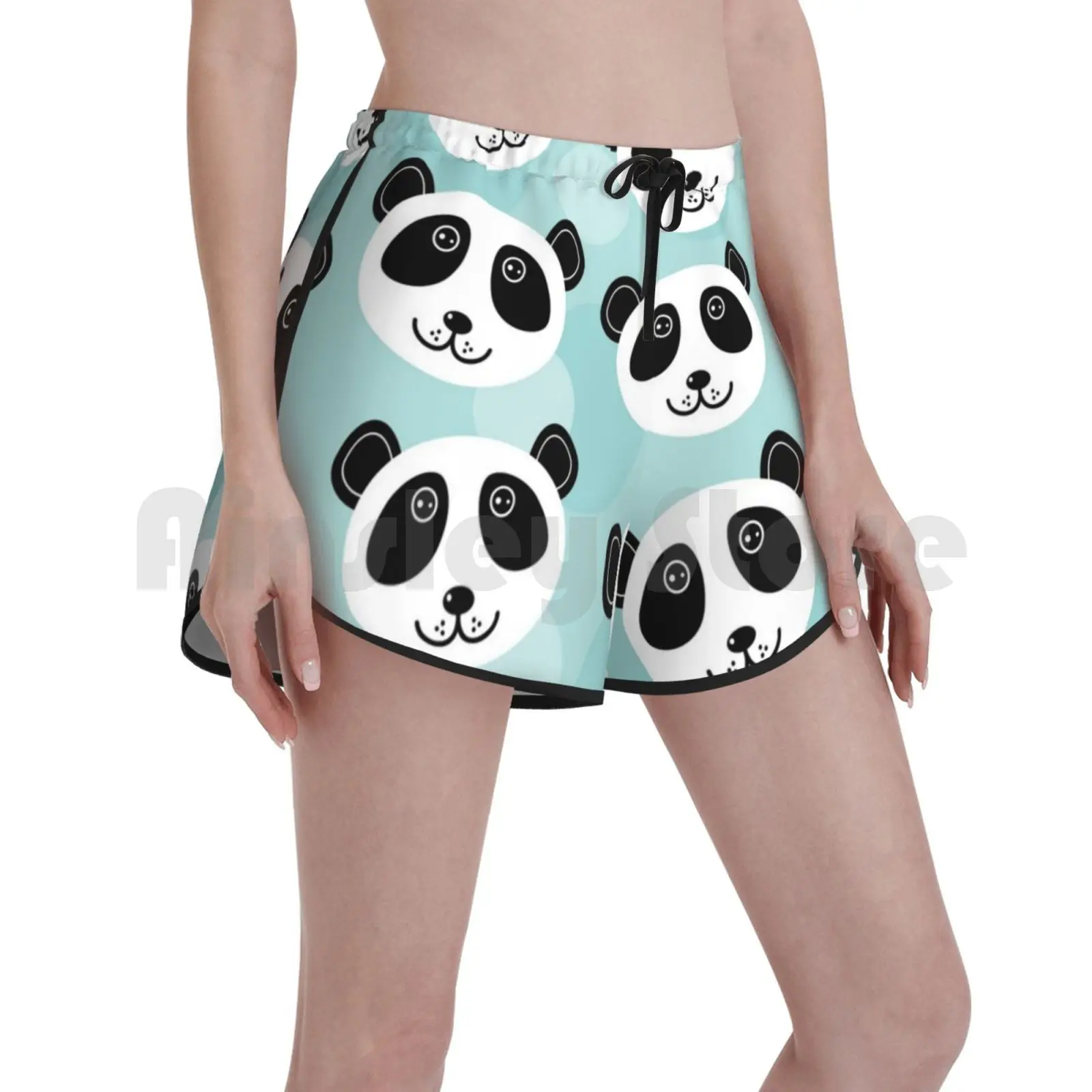 

Бесшовные шорты для плавания с милым рисунком панды и забавными милыми животными на синем фоне, женские пляжные шорты, забавные Веселые Дом...