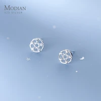 modian new simple twinkling zircon starshine anti allergy 925 sterling silver stud earrings for women korea style fine jewelry