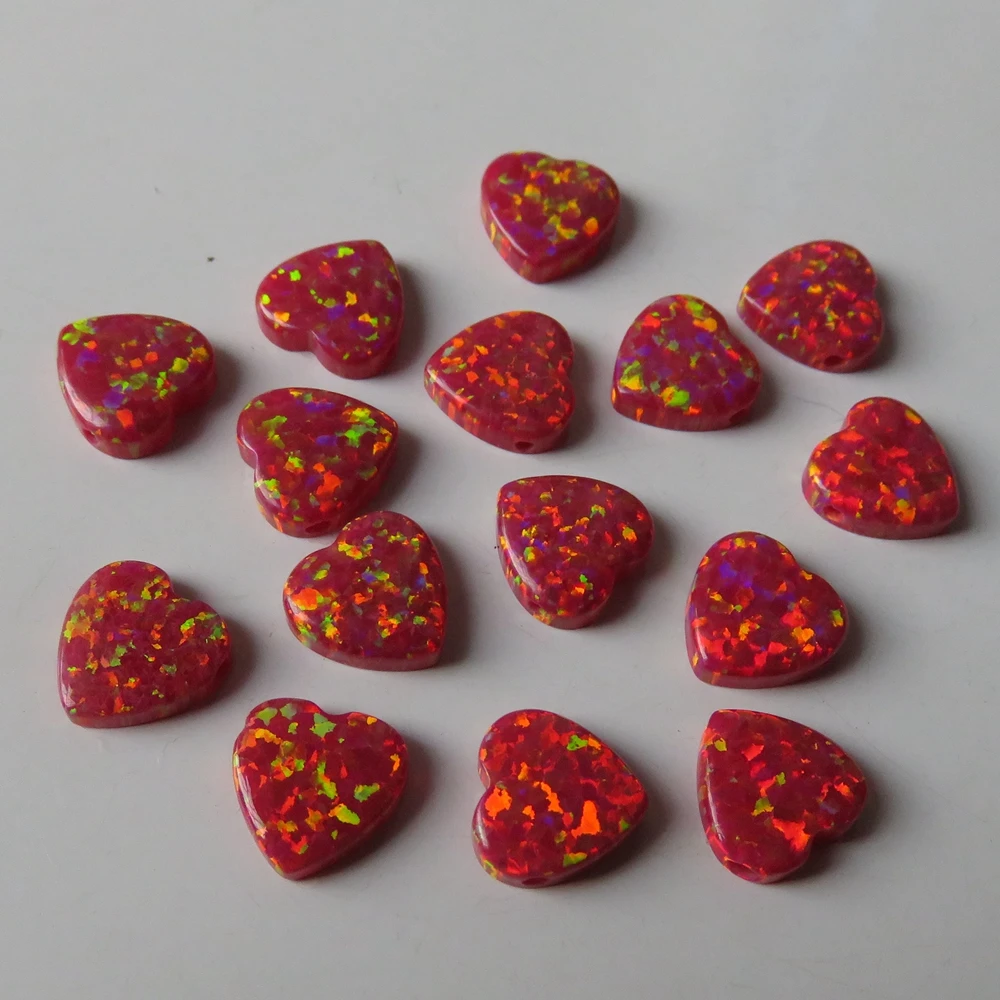 20 шт./лот 10 мм синтетическое сердце кабошон огранка опал камень для DIY ювелирные