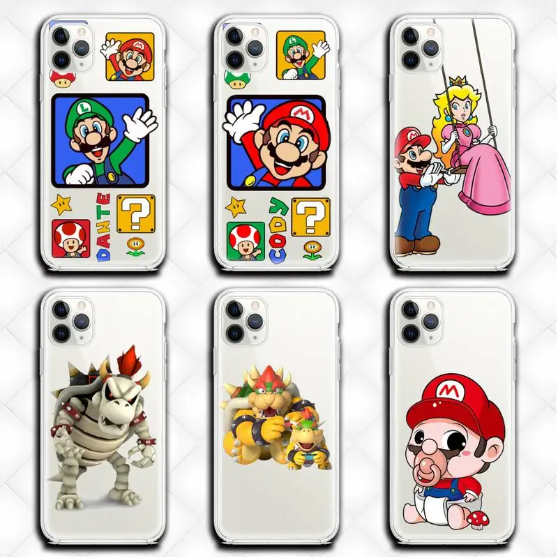 

Red Green Hat Bros Bowser Phone Case Clear for iphone 13 12 11 Pro max mini XS 8 7 Plus X SE 2020 XR cover
