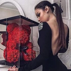 Мишка из искусственных роз, 40 см, для женщин, на свадьбу, Рождество, в подарочной коробке, домашний декор