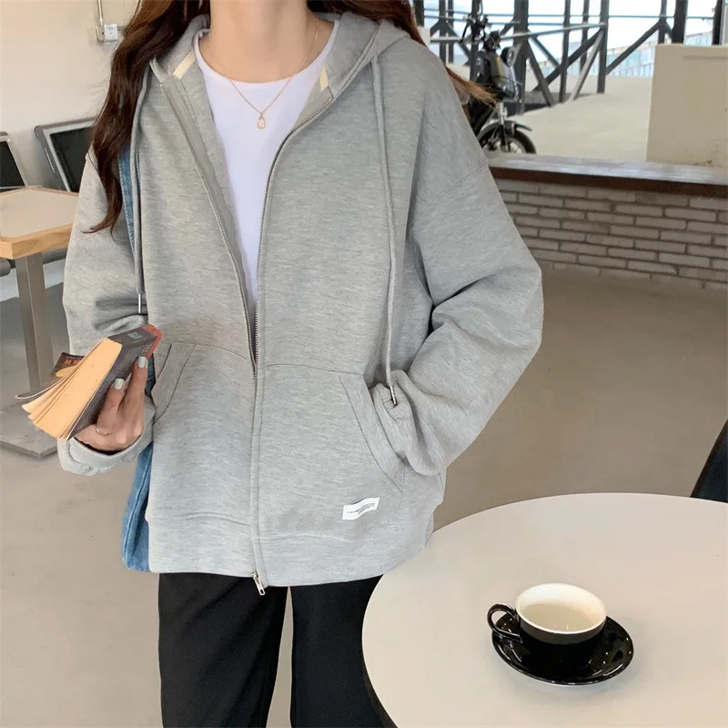 

BK Korean Loose Long-sleeved Cardigan Sweater Coat Female 2021 Autumn Winter College Style Trend Solid Color All-match Blouse