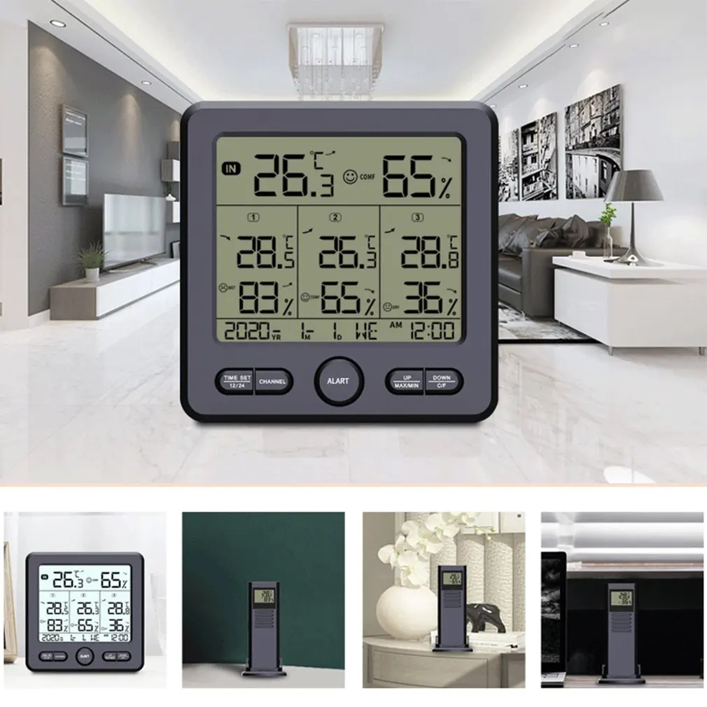 

Многофункциональный беспроводной термометр и гигрометр, внутренний и наружный Высокоточный термометр с цветной сигнализацией