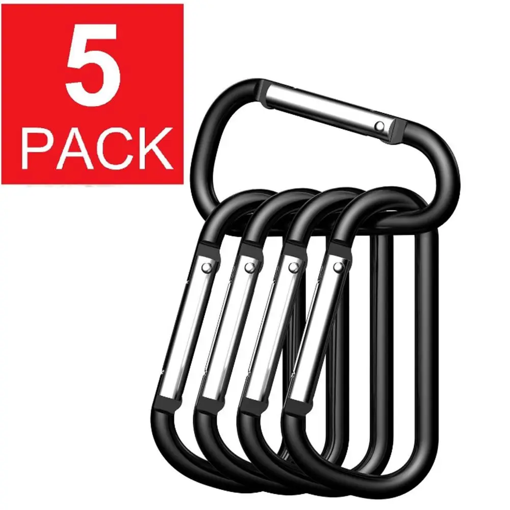 

Outdoor Camping Climbing 5Pcs Thicken Aluminum Alloy Carabiner Fitness band D-Ring Keychain Snap Clip Pull rope Lock Buckle