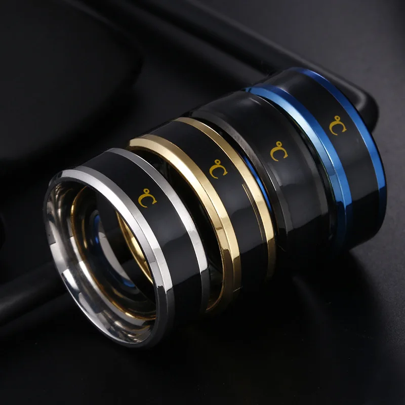 

Stainless Steel Fashion Display Real-time Temperature Test Finger Rings Degrees Celsius Smart Sensor Body Temperature Ring