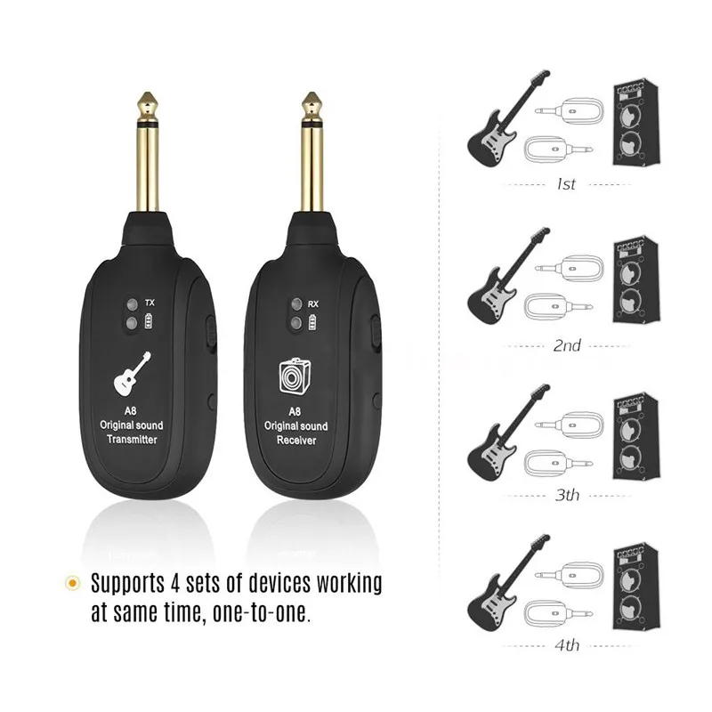 Aiersi UHF Guitar Wireless System Transmitter Receiver Built-in Rechargeable wireless guitar transmitter for bass etc. | Спорт и