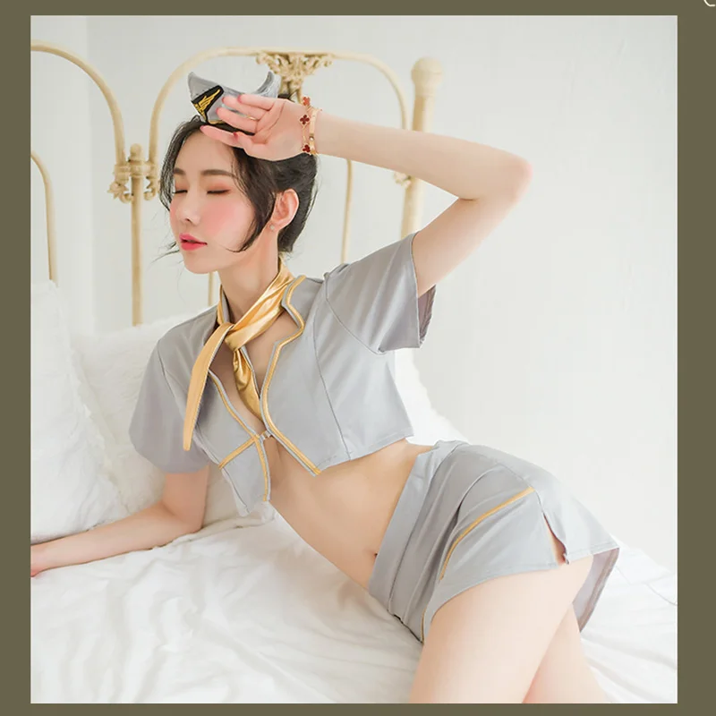 

Women Sexy Lingerie Student Costumes Stewardess Erotic Air Hostess Uniform Role Play Clothes Sexy Lingerie Cosplay slutty skirt