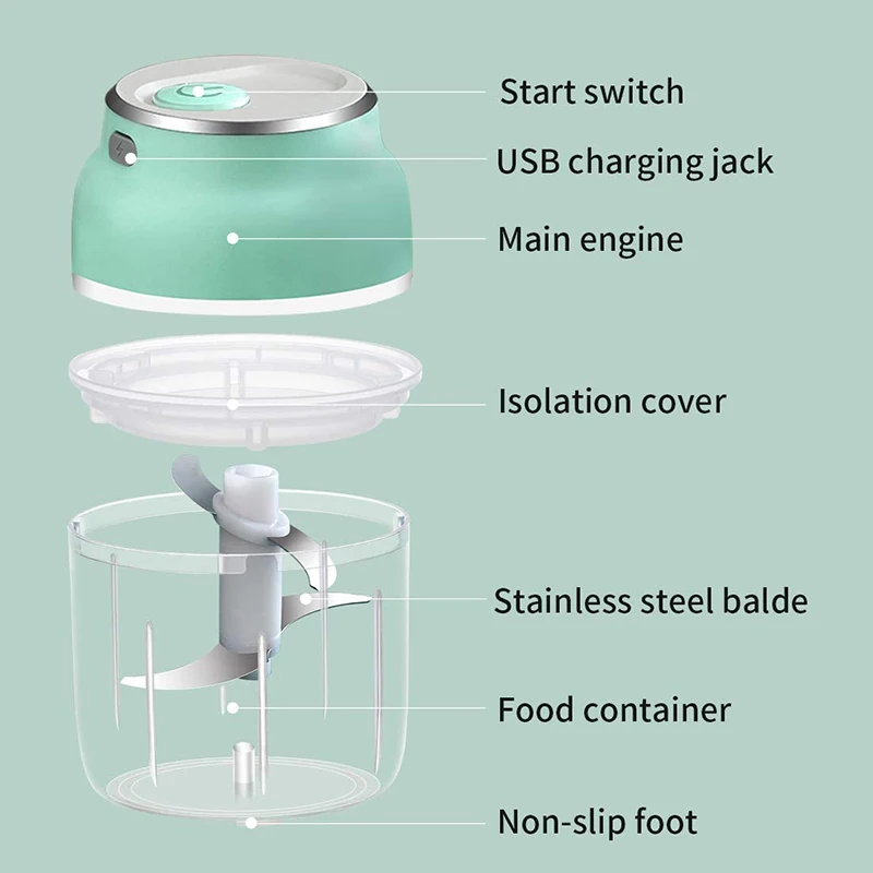 

Garlic Chopper Electric Mini Fruit Vegetable Onion Meat Cutter Food Speedy Chopper Slicer USB Portable Food Processor Garlic