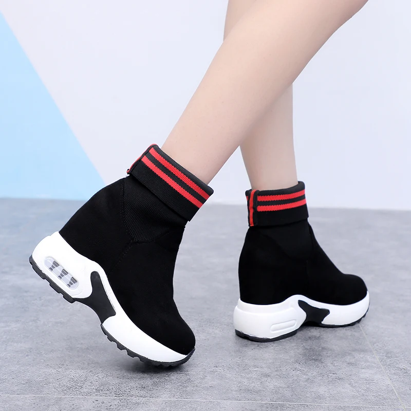 Женские ботильоны осенние женские ботинки-носки весенние Бархатные эластичные