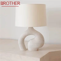 brother white creative table desk lamp contemporary resin led light for home living bed room decoration