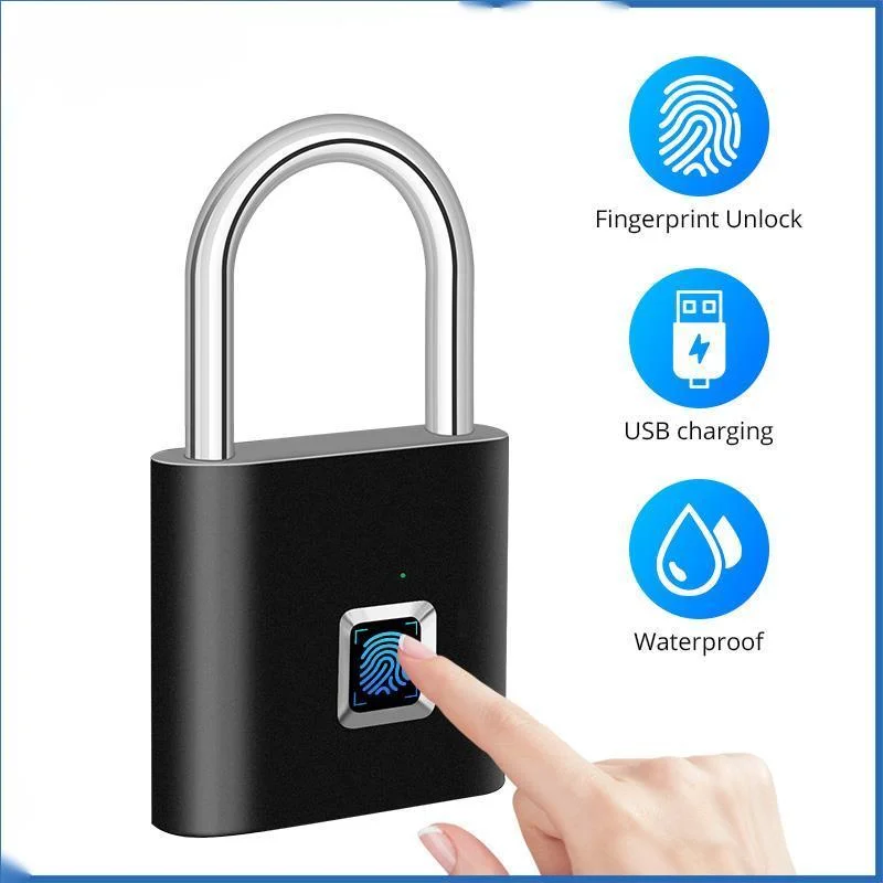 

Keyless USB Charging Fingerprint Lock Smart Padlock door lock 0.1sec Unlock Portable Anti-theft Fingerprint Padlock Zinc
