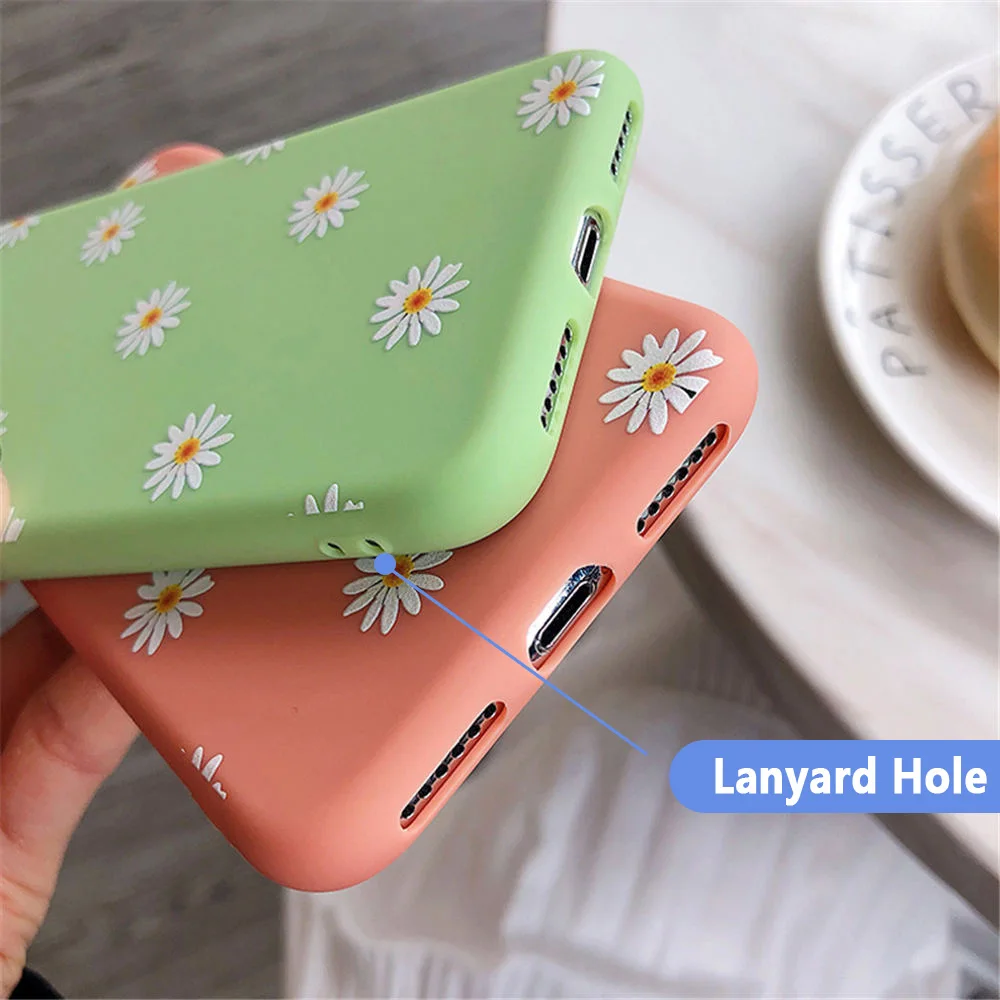 

For iPhone 11 Pro XS Max XR X 7 8 6s 6 Plus SE 5 Case Flowers Daisy Art Cute Phone Cases Cover For Girls Green Gray Orange Brown