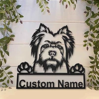 personalized silky terrier dog metal sign art hollow carving custom first name wall decoration for door home living room decor