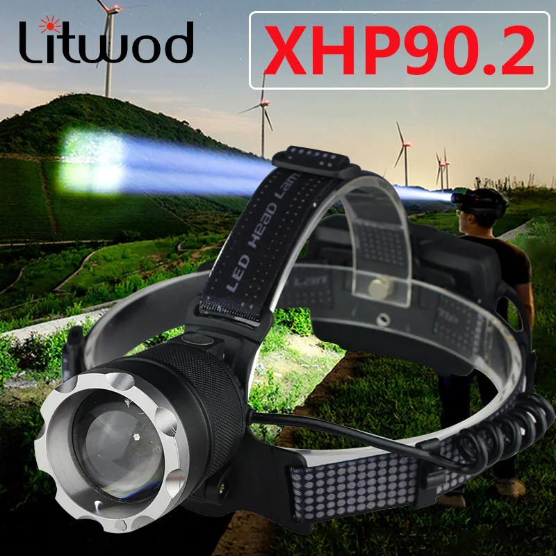 Most Powerful XHP90.2 Led Headlamp Built Cooling Fun Headlight Lamp Head Comping Flashlight Torch Zoom 18650 Rchargeable Battery | Лампы и