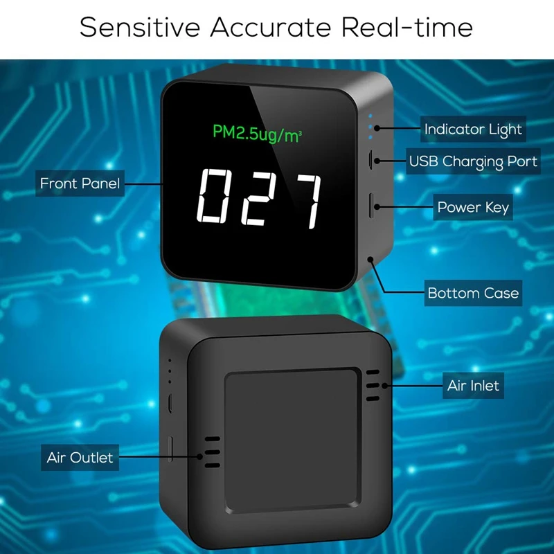 

Air Quality Monitor,PM2.5 Air Quality Tester Highly Accurate Real Time Monitoring Smart Air Quality Detector,LCD Display