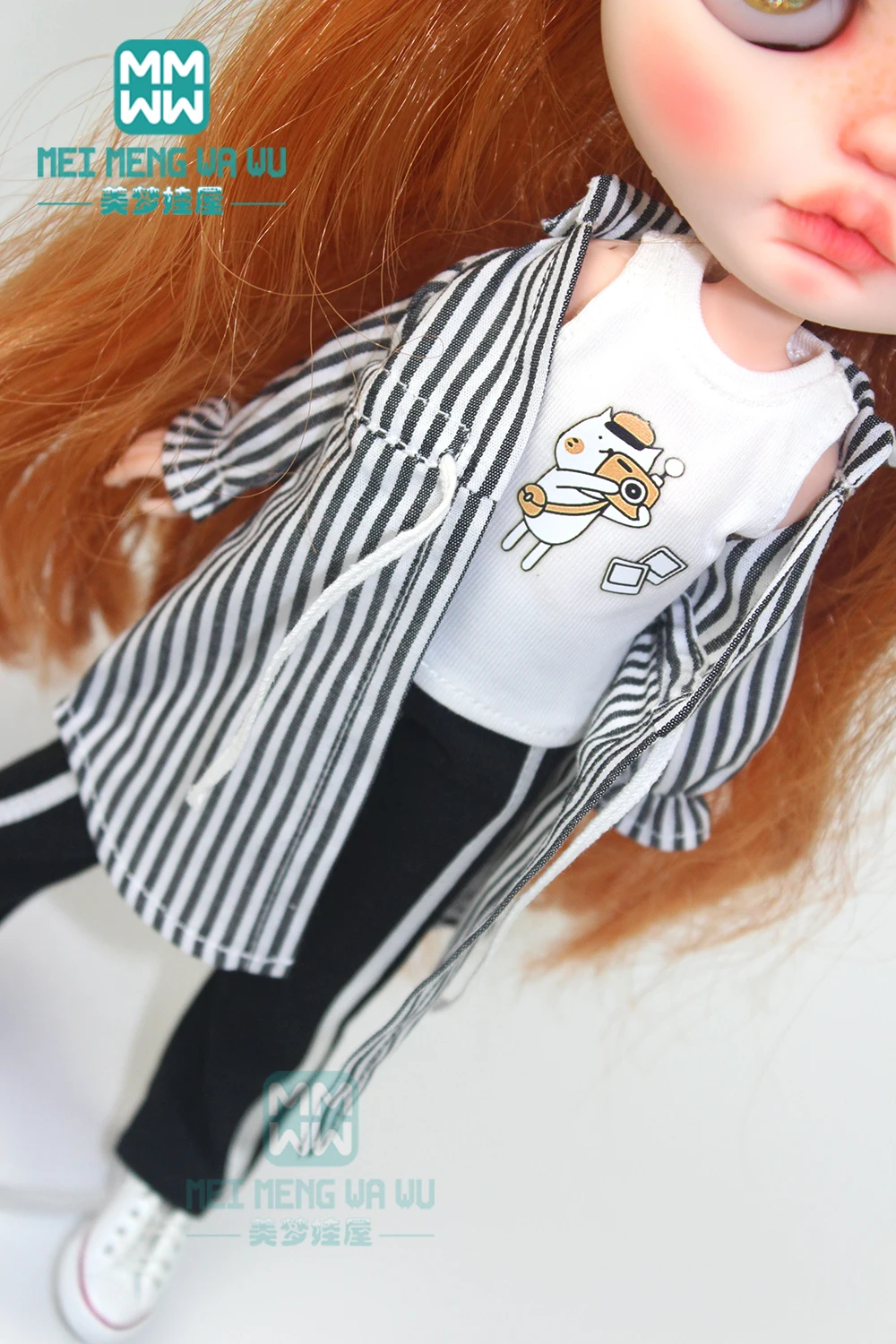 1 шт. одежда Blyth Doll полосатая рубашка синий розовый черный для Azone1/6 Аксессуары