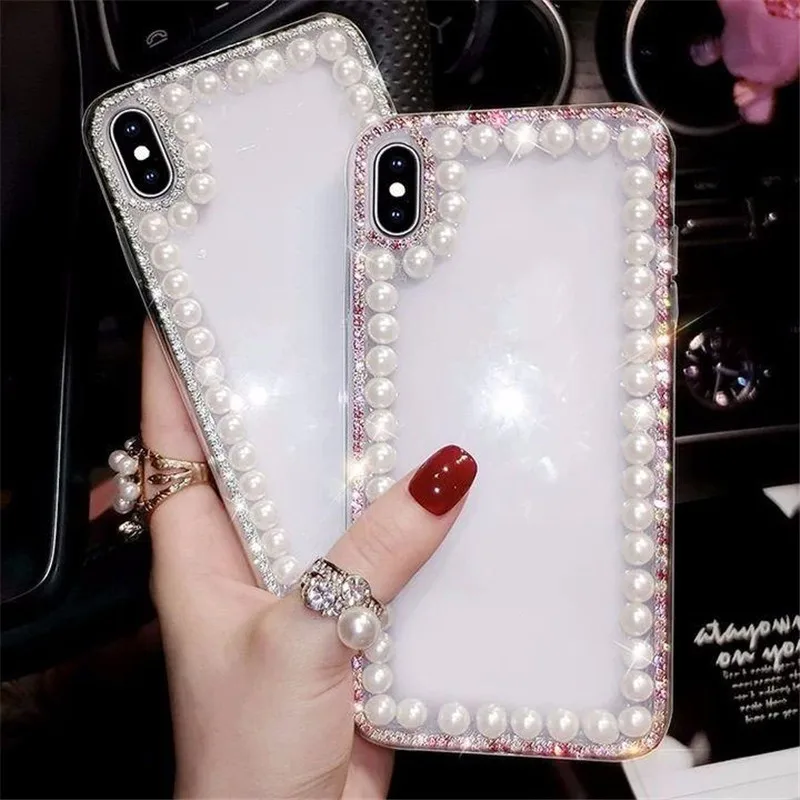 Модный футляр для жемчуга iphone 11 Pro MAX X XS XR 5 6 7 8 plustinq power 3 корейский чехол девочек LG