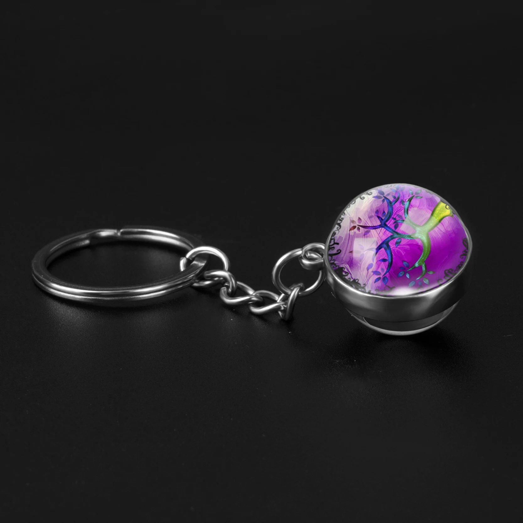 Древо жизни модный художественный двухсторонний стеклянный брелок для ключей