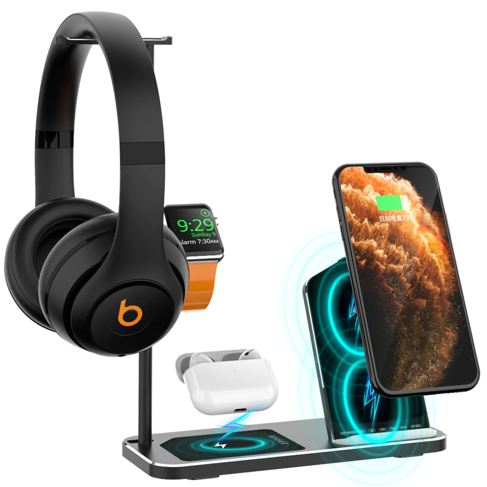 4 в 1 беспроводная Зарядная база для Airpods Pro iPhone iWatch Watch Series 5 подставка из