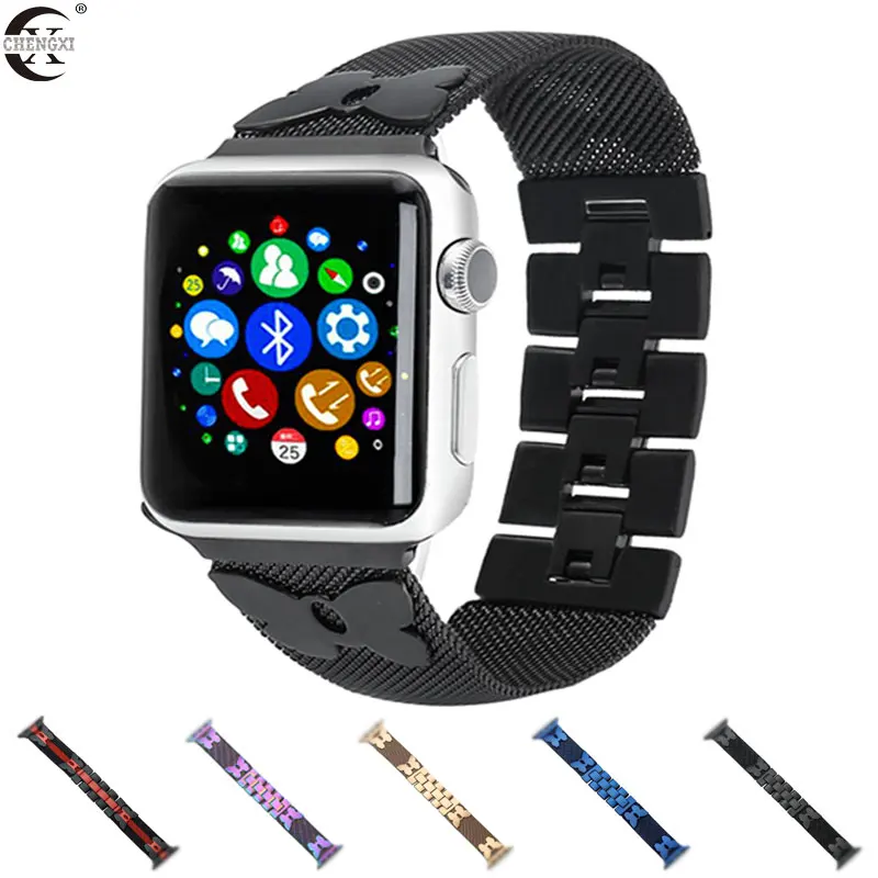 Браслет браслет для Apple Watch Series 1 2 3 42 мм 38 Миланский ремешок бабочка из нержавеющей