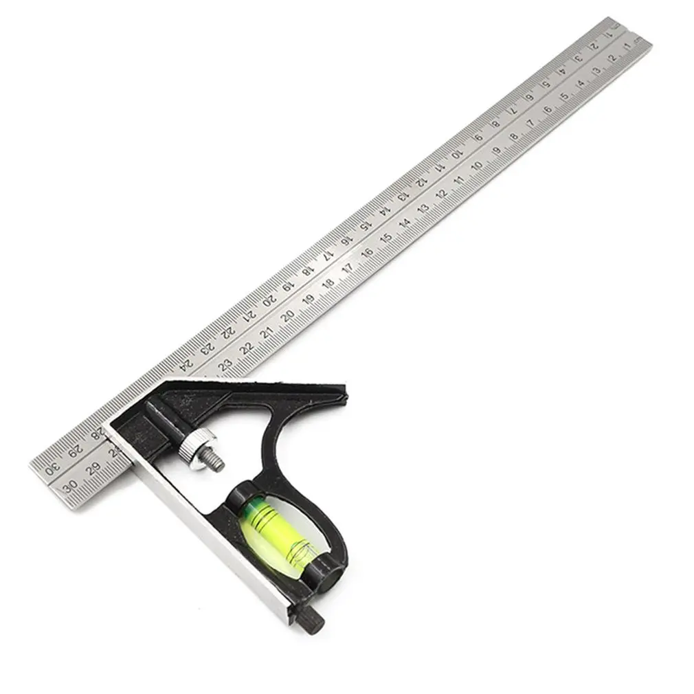 

300mm Square Ruler Set Kit (12") Adjustable Engineers Combination Try None Right Angle Ruler With Spirit Level and Scriber New