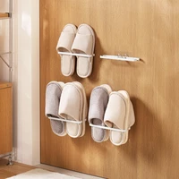 double layer shoe rack storage organizer wall mounted slippers hanging shelf closet cabinet space saver slipper holder bathroom