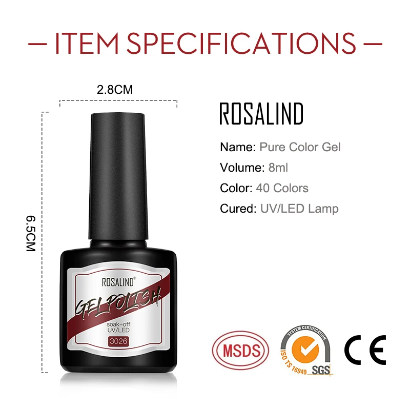 ROSALIND 8ml Gel Nail Polish Shiny Matte Effect For Manicure Art Design Semi Permanent Painting Varnishes | Красота и здоровье